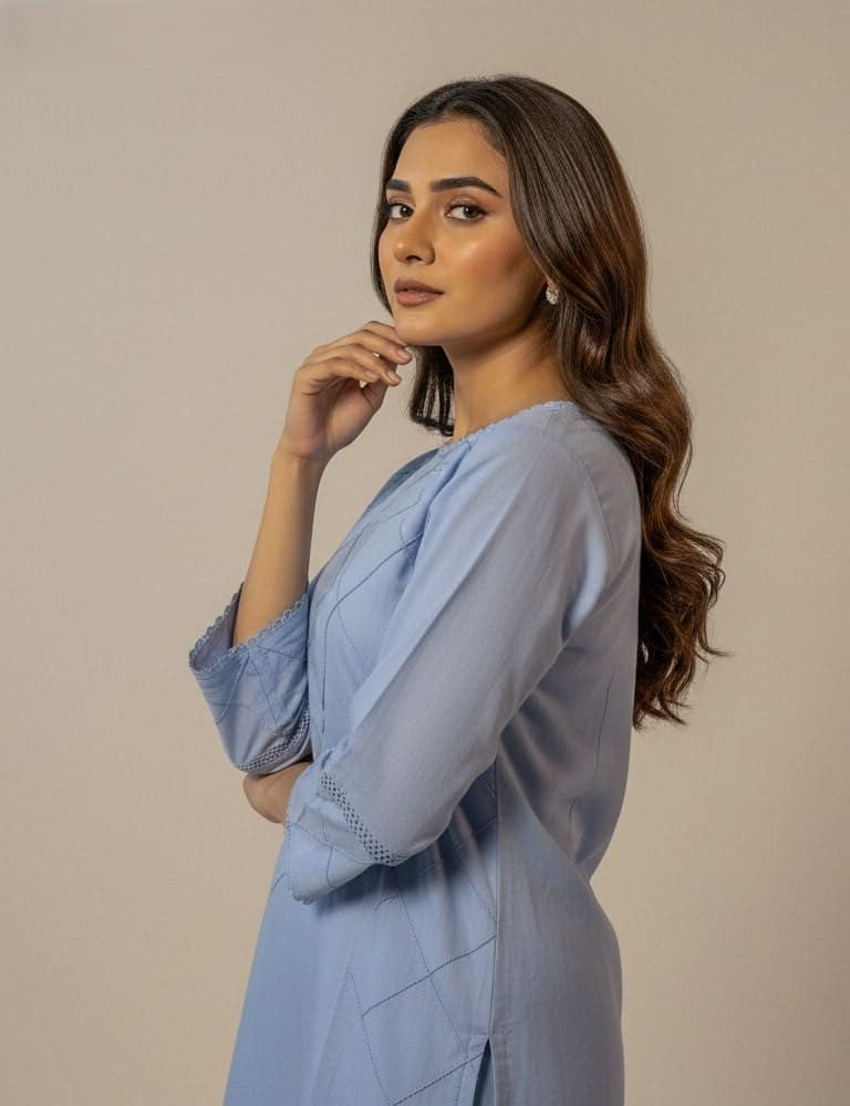 Haashiya – 2PC Pintex Cotton Stitched Suit (Multi-Color) by Mudasir Fashion