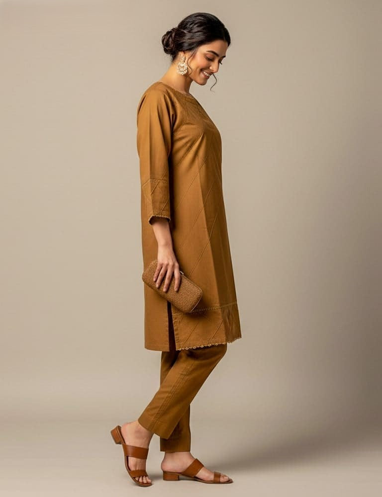 Haashiya – 2PC Pintex Cotton Stitched Suit (Multi-Color) by Mudasir Fashion