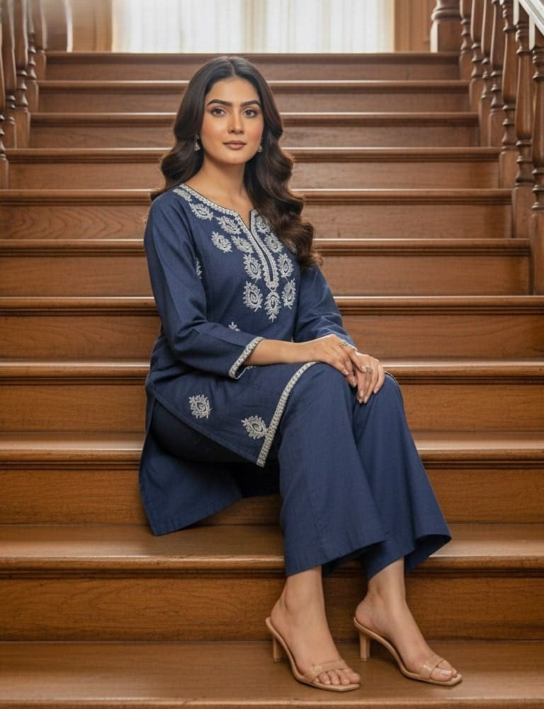 Dastaan – 2PC Cotton Embroidered Co-Ord Set (Multi-Color) by Mudasir Fashion