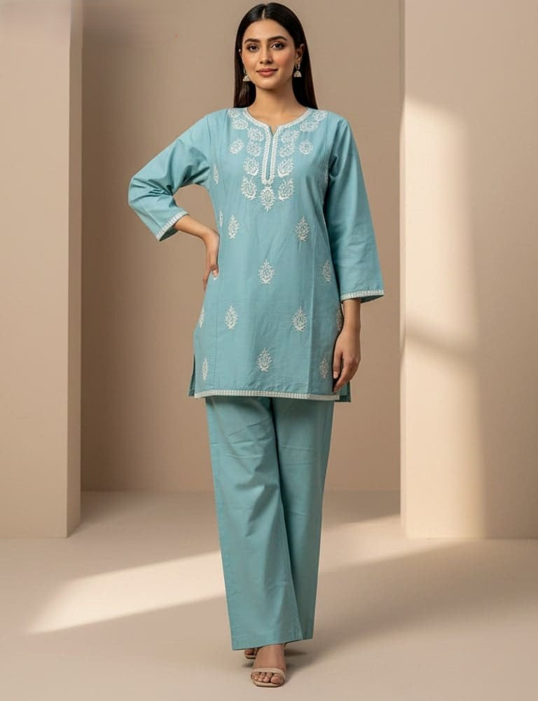 Dastaan – 2PC Cotton Embroidered Co-Ord Set (Multi-Color) by Mudasir Fashion