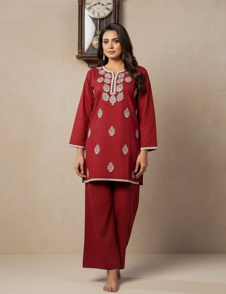Dastaan – 2PC Cotton Embroidered Co-Ord Set (Multi-Color) by Mudasir Fashion