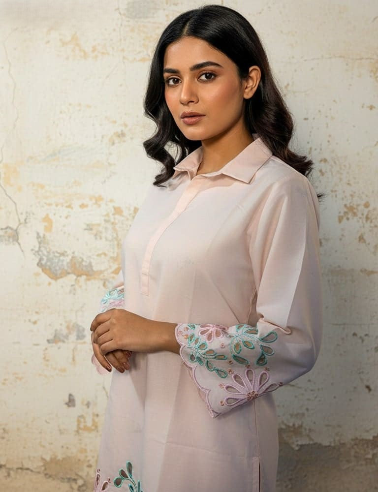 Aserin – Luxury Laser Cotton Cutwork 2PC Co-Ord Set (Multi-Color) by Mudasir Fashion