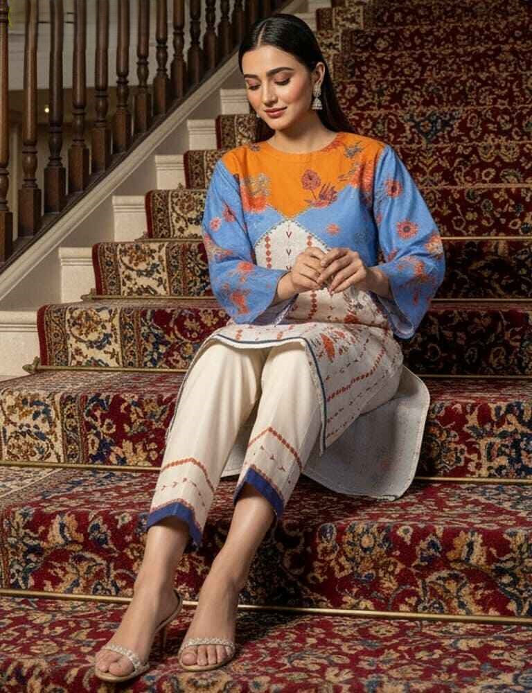Slub Essence – 2PC Printed Slub Lawn by Mudasir Fashion