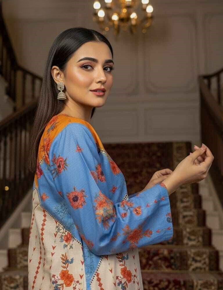 Slub Essence – 2PC Printed Slub Lawn by Mudasir Fashion