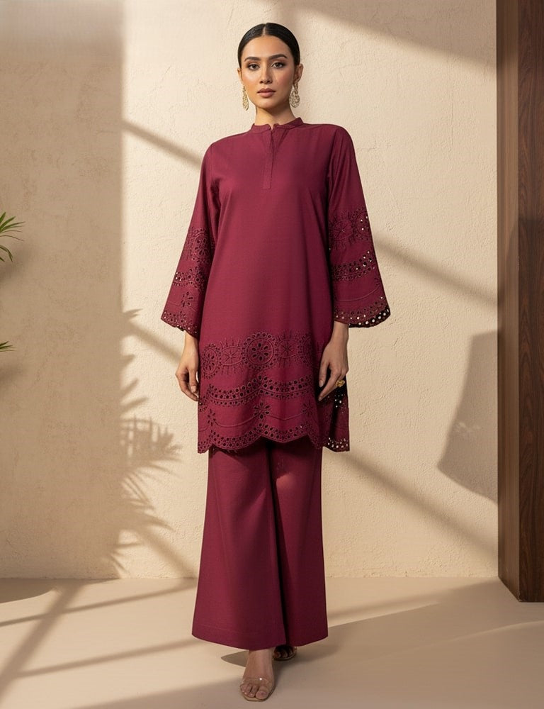 Cottoncut – Premium Cotton Co-Ord Set with Heavy Cutwork Embroidery by Mudasir Fashion
