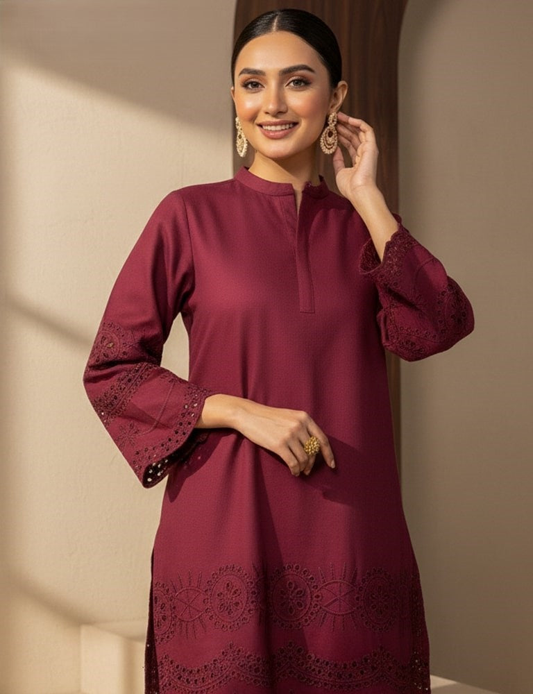 Cottoncut – Premium Cotton Co-Ord Set with Heavy Cutwork Embroidery by Mudasir Fashion