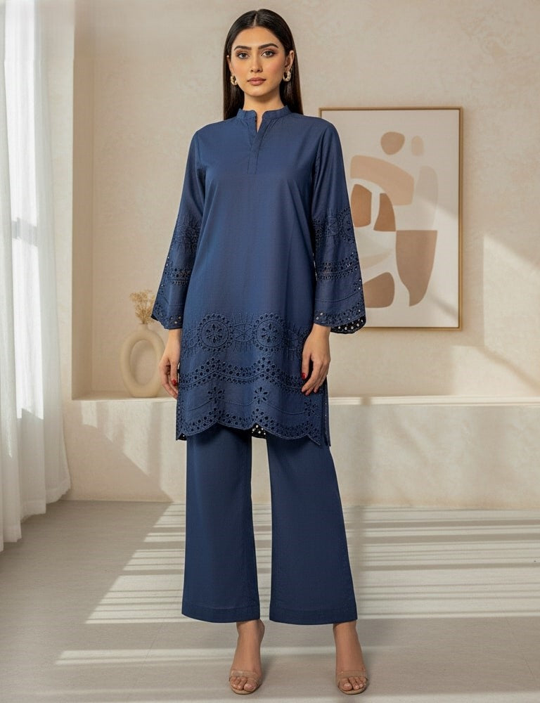 Cottoncut – Premium Cotton Co-Ord Set with Heavy Cutwork Embroidery by Mudasir Fashion