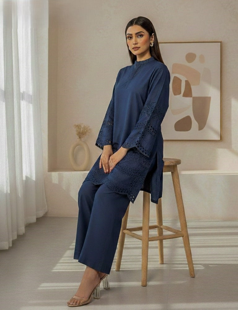 Cottoncut – Premium Cotton Co-Ord Set with Heavy Cutwork Embroidery by Mudasir Fashion