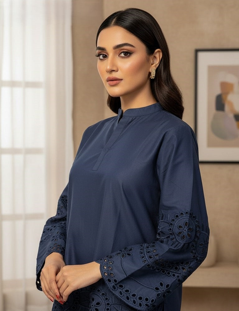 Cottoncut – Premium Cotton Co-Ord Set with Heavy Cutwork Embroidery by Mudasir Fashion