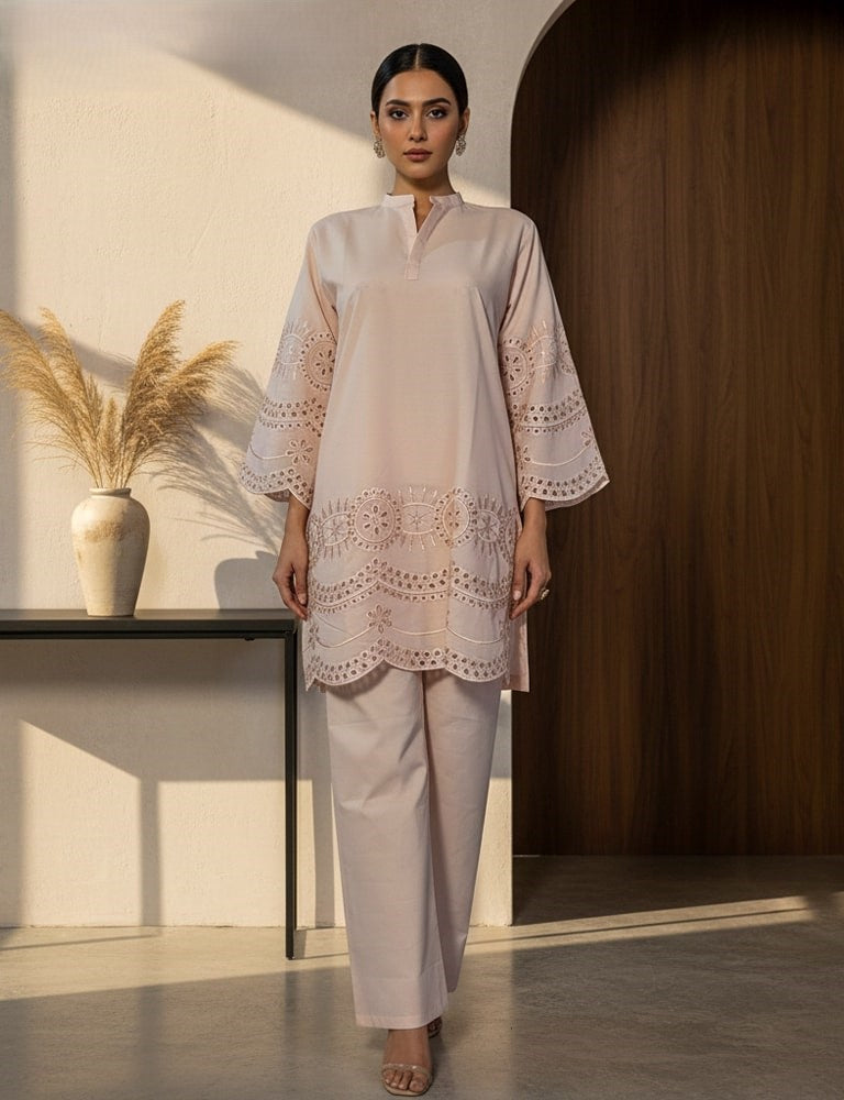 Cottoncut – Premium Cotton Co-Ord Set with Heavy Cutwork Embroidery by Mudasir Fashion