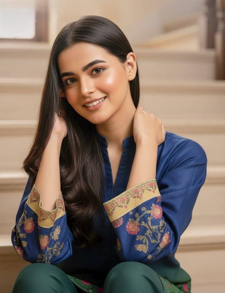 Bivossa – 2PC Printed Viscose Silk Co-ord Set (Green-Blue Gradient) by Mudasir Fashion