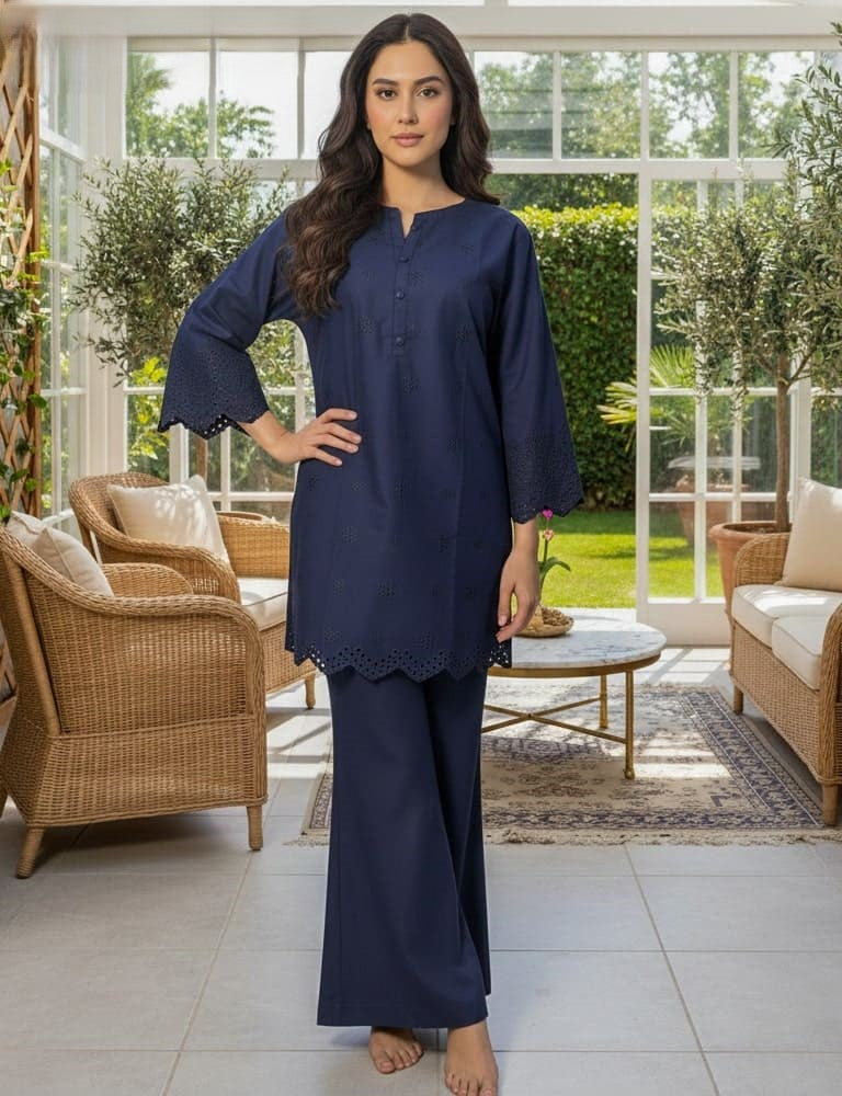 Tabeer – 2PC Chikankari Cotton Embroidered Co-Ord Set (Multiple Colors) by Mudasir Fashion