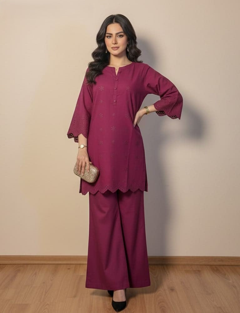 Tabeer – 2PC Chikankari Cotton Embroidered Co-Ord Set (Multiple Colors) by Mudasir Fashion