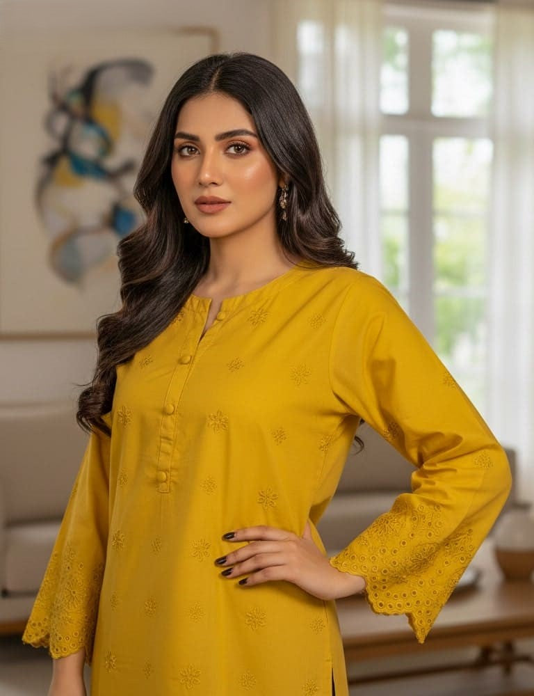 Tabeer – 2PC Chikankari Cotton Embroidered Co-Ord Set (Multiple Colors) by Mudasir Fashion