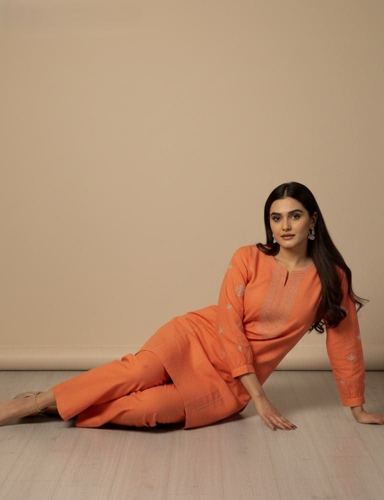 Tabeer – 2PC Chikankari Cotton Embroidered Co-Ord Set (Multi-Color) by Mudasir Fashion