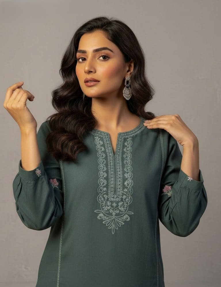 Tabeer – 2PC Chikankari Cotton Embroidered Co-Ord Set (Multi-Color) by Mudasir Fashion