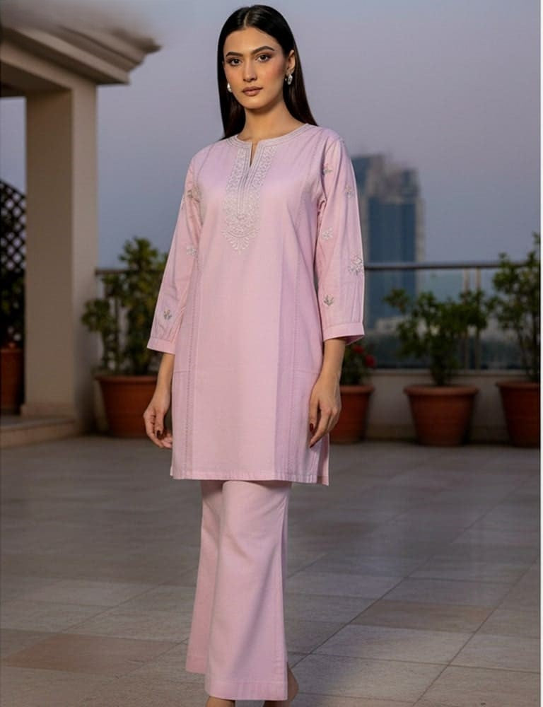 Tabeer – 2PC Chikankari Cotton Embroidered Co-Ord Set (Multi-Color) by Mudasir Fashion