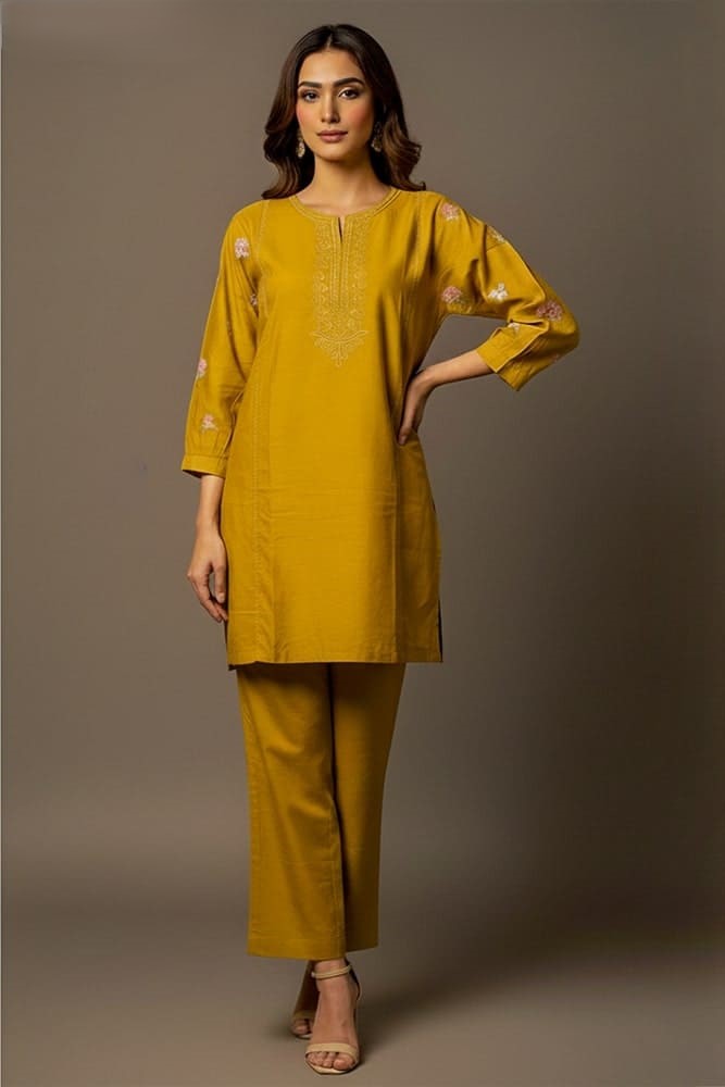 Tabeer – 2PC Chikankari Cotton Embroidered Co-Ord Set (Multi-Color) by Mudasir Fashion