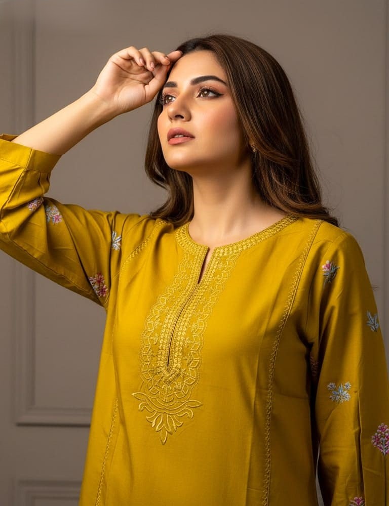 Tabeer – 2PC Chikankari Cotton Embroidered Co-Ord Set (Multi-Color) by Mudasir Fashion