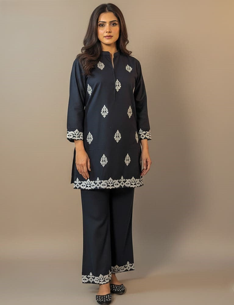 Alyssia – 2PC Embroidered Cotton Co-Ord Set (Multi-Color) by Mudasir Fashion