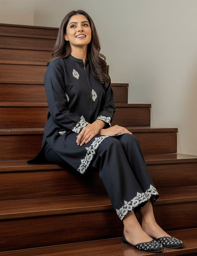 Alyssia – 2PC Embroidered Cotton Co-Ord Set (Multi-Color) by Mudasir Fashion