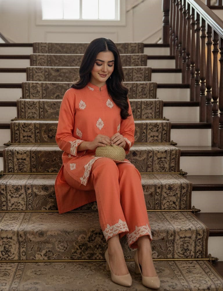 Alyssia – 2PC Embroidered Cotton Co-Ord Set (Multi-Color) by Mudasir Fashion