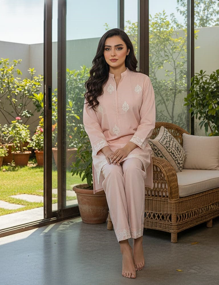 Alyssia – 2PC Embroidered Cotton Co-Ord Set (Multi-Color) by Mudasir Fashion