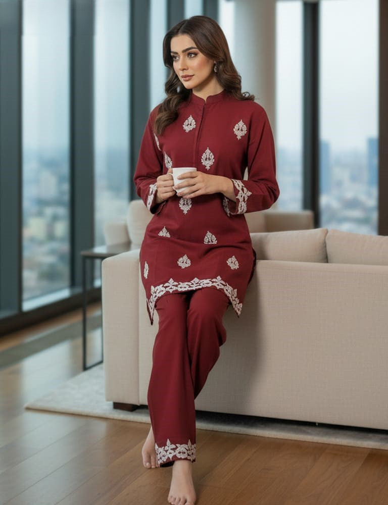 Alyssia – 2PC Embroidered Cotton Co-Ord Set (Multi-Color) by Mudasir Fashion