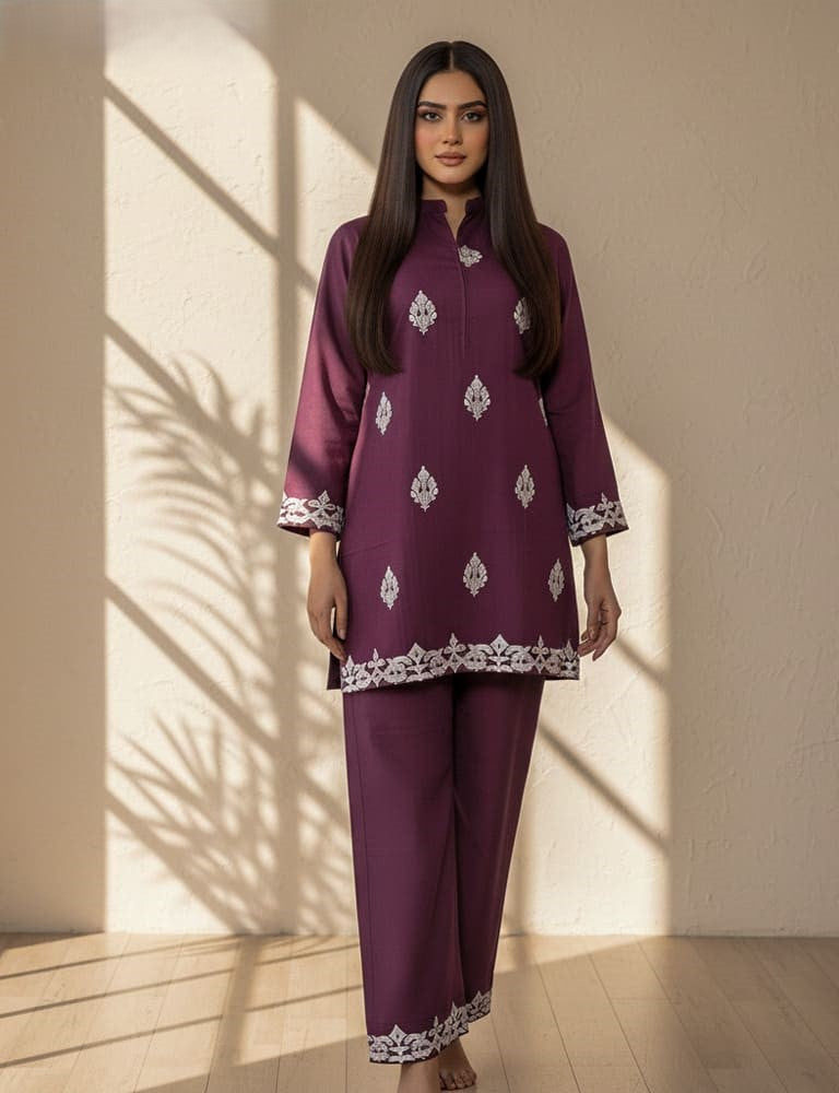 Alyssia – 2PC Embroidered Cotton Co-Ord Set (Multi-Color) by Mudasir Fashion