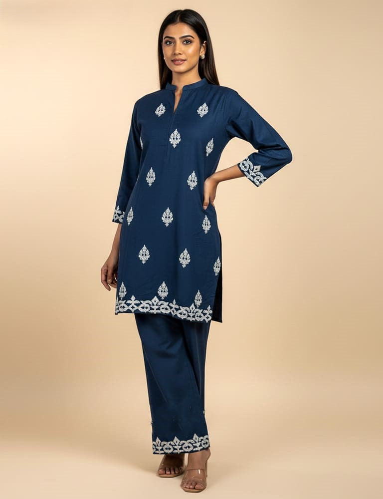 Alyssia – 2PC Embroidered Cotton Co-Ord Set (Multi-Color) by Mudasir Fashion