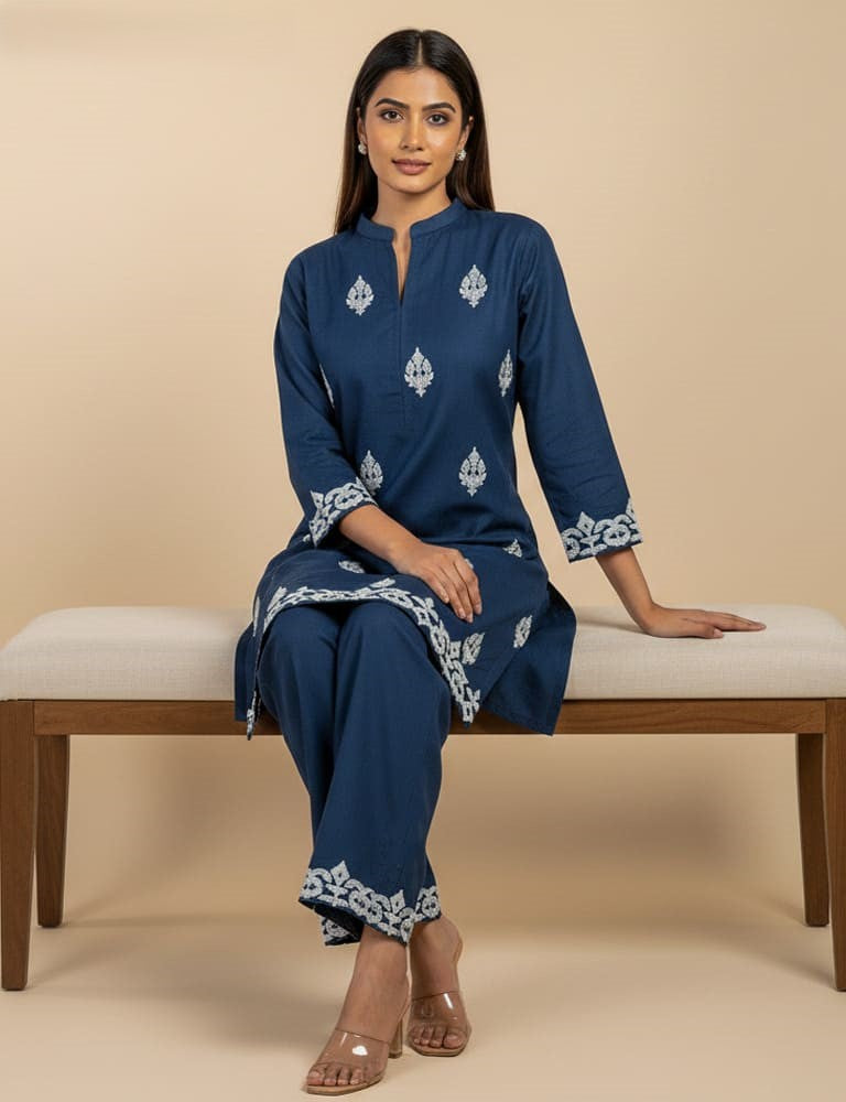 Alyssia – 2PC Embroidered Cotton Co-Ord Set (Multi-Color) by Mudasir Fashion